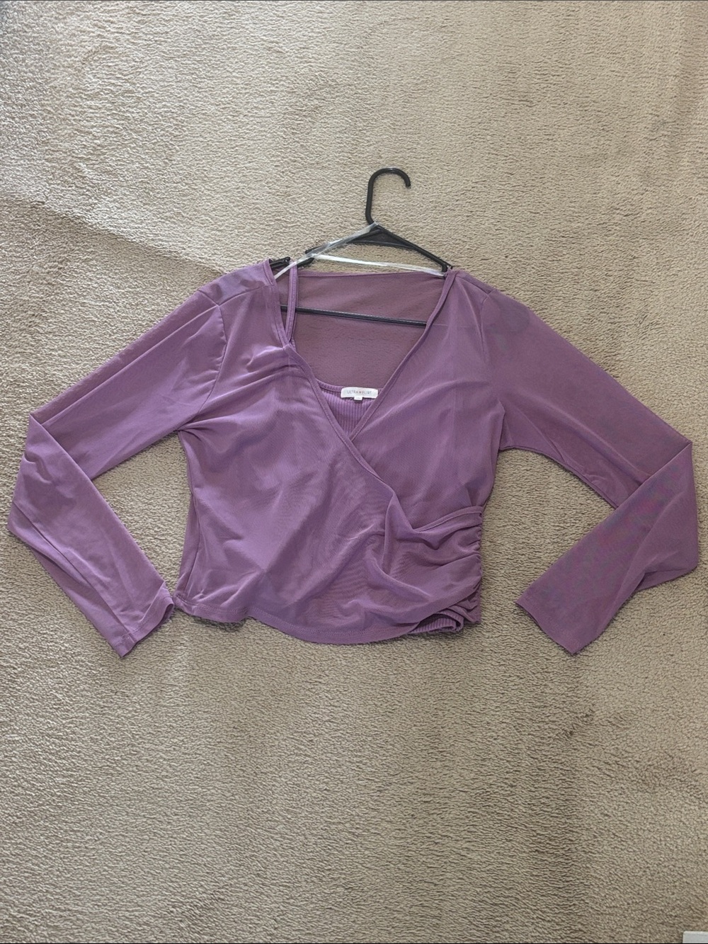 Ultra Flirt Purple Wrap-Style Long Sleeve Top